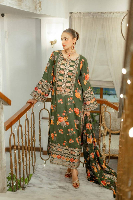 Aneelas Luxury Silk 3 Piece Embroidered Suit