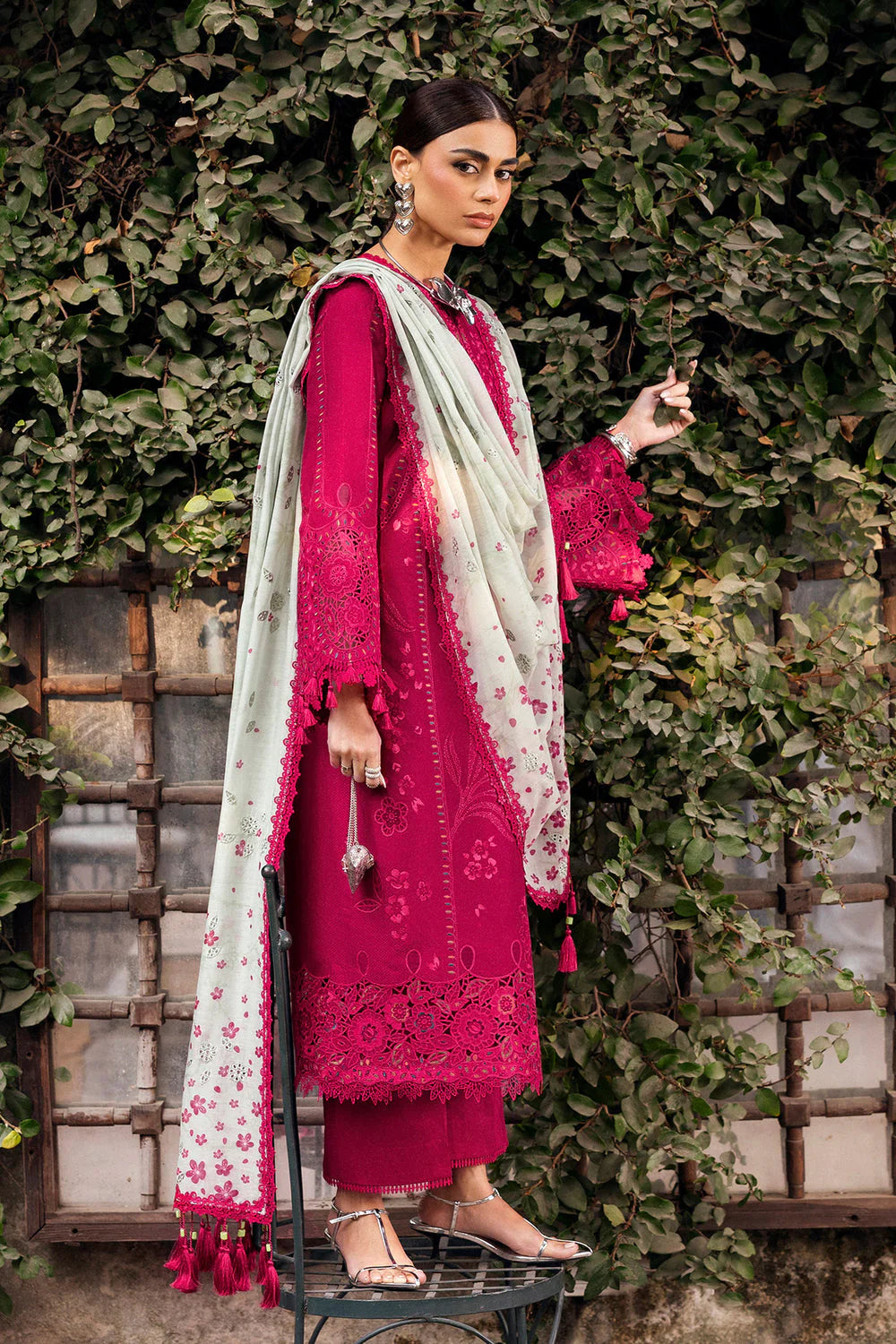 JZ 2760-3 Piece Unstitched Luxury Embroidered Lawn Suit