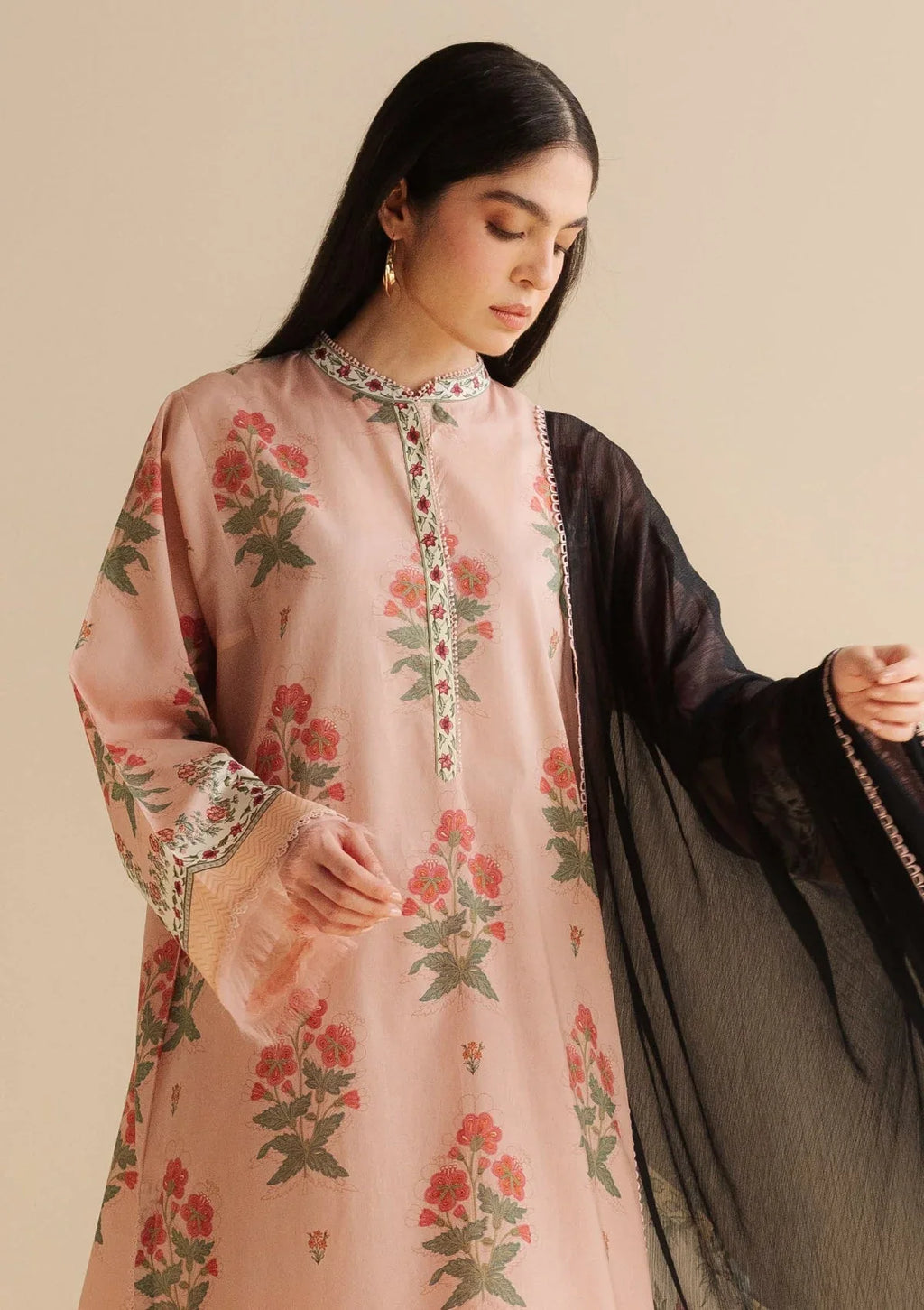 CO 490-3Pc Digital Printed Lawn Shirt with Printed Dupatta