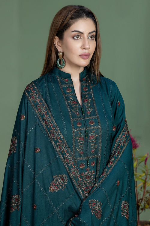 AJ 940-3 Piece Unstitched Fully Embroidered Dhanak Suit