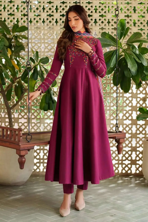 3 Pcs Unstitched Embroidered Dhanak Suit
