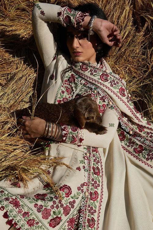 AJ 630-3 Piece Unstitched Fully Embroidered Dhanak Suit