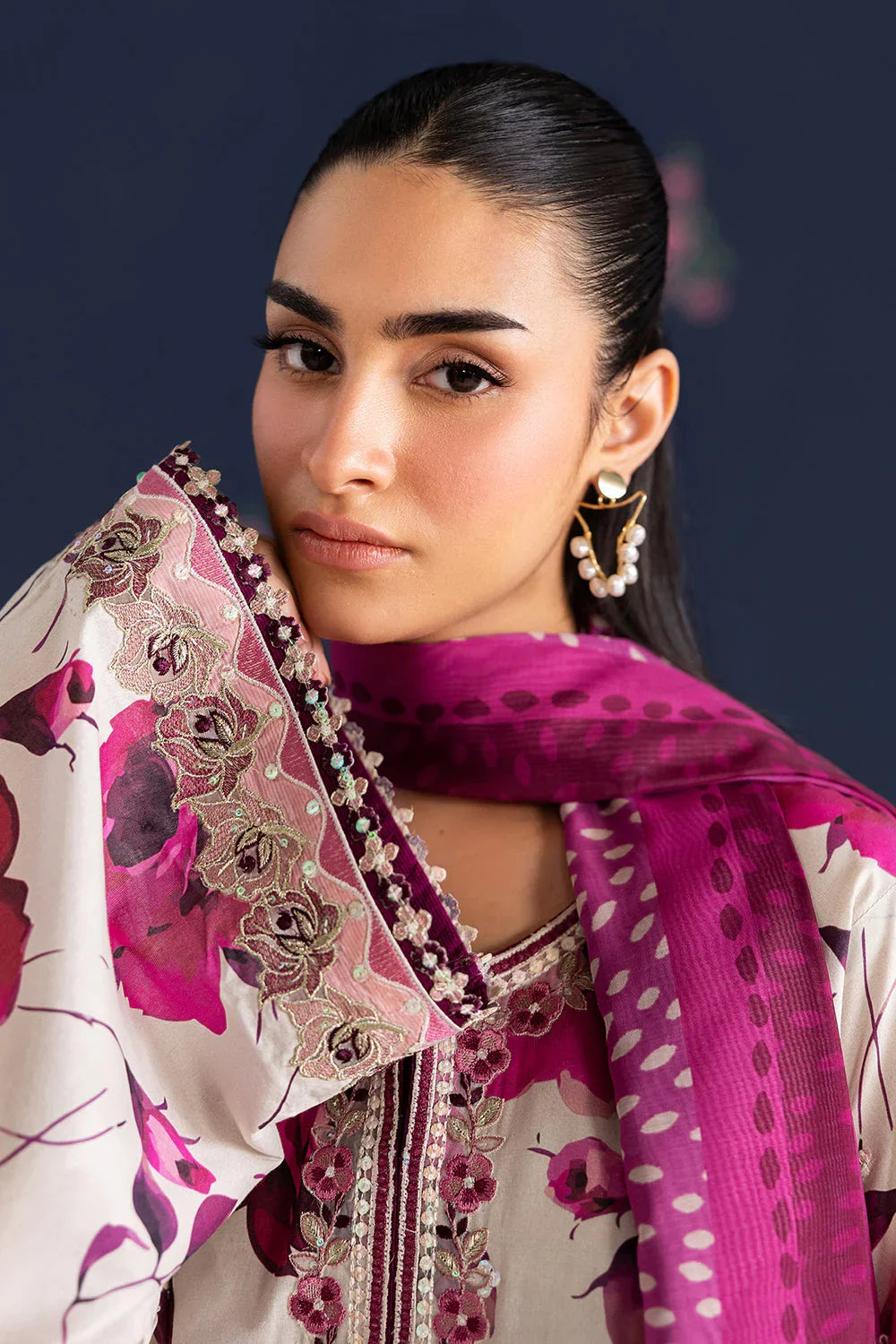 3 Piece unstitched Digital Printed Lawn Fabric With Lawn Dupatta