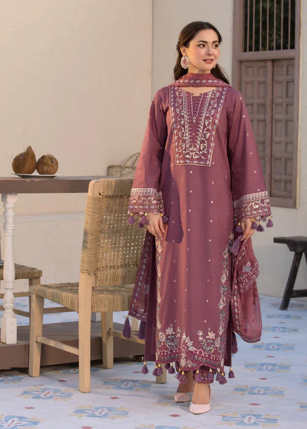 3 Piece Unstitched Embroidered Lawn Suit with Chiffon Dupatta ( 4 Sided Embroidered Lace )