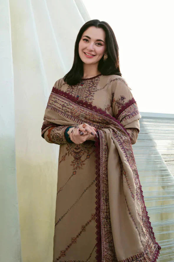 FL 895-3 Piece Unstitched Fully Embroidered Dhanak Suit