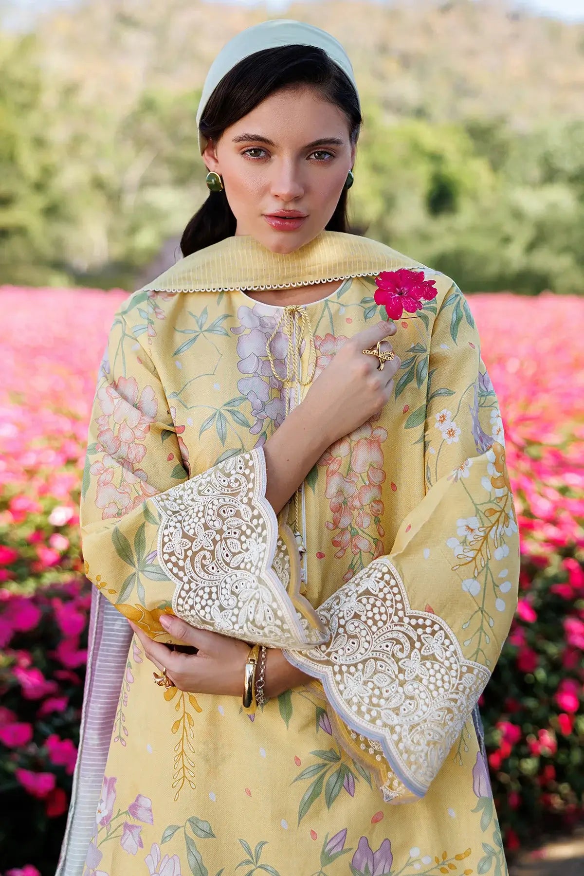 JZ 205-3 Piece Unstitched Embroidered Digital Print Lawn Suit ( Printed Lawn Dupatta )