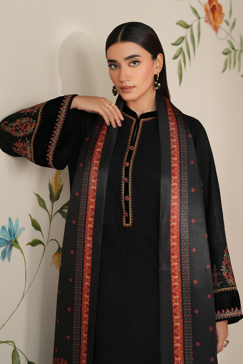 BQ 145-3 Piece Unstitched Fully Embroidered Dhanak Suit