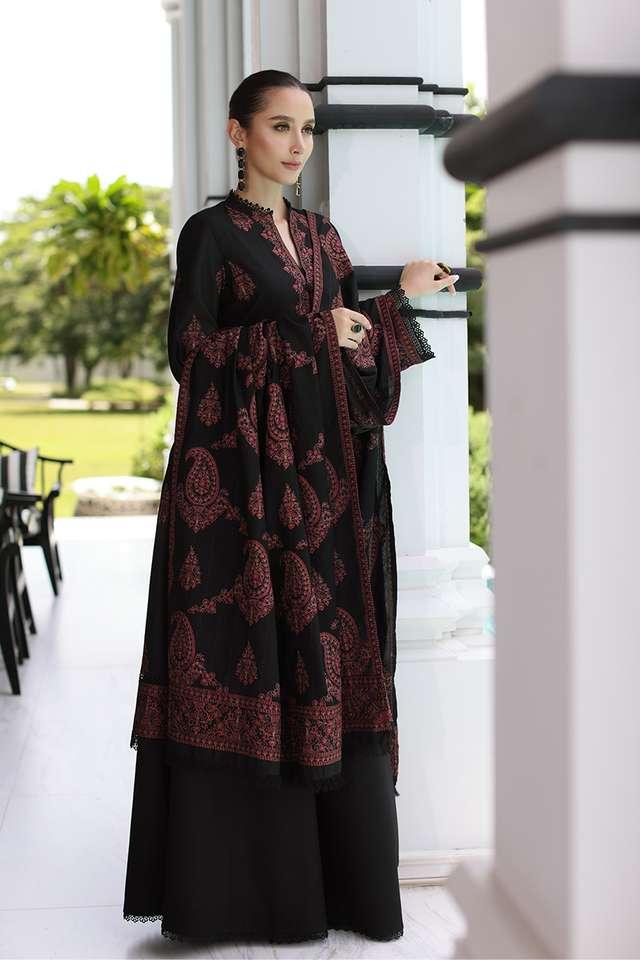 SP 565-3 Piece Unstitched Fully Embroidered Dhanak Suit