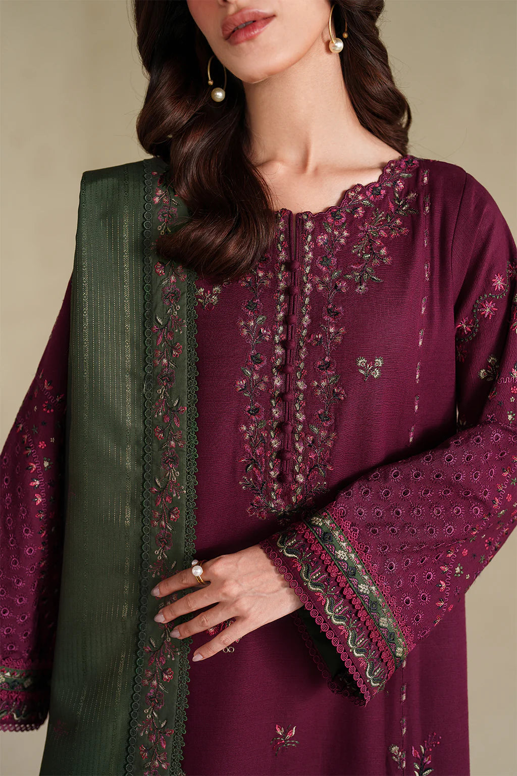 IZ 2705-3 Piece Unstitched Embroidered Lawn Suit