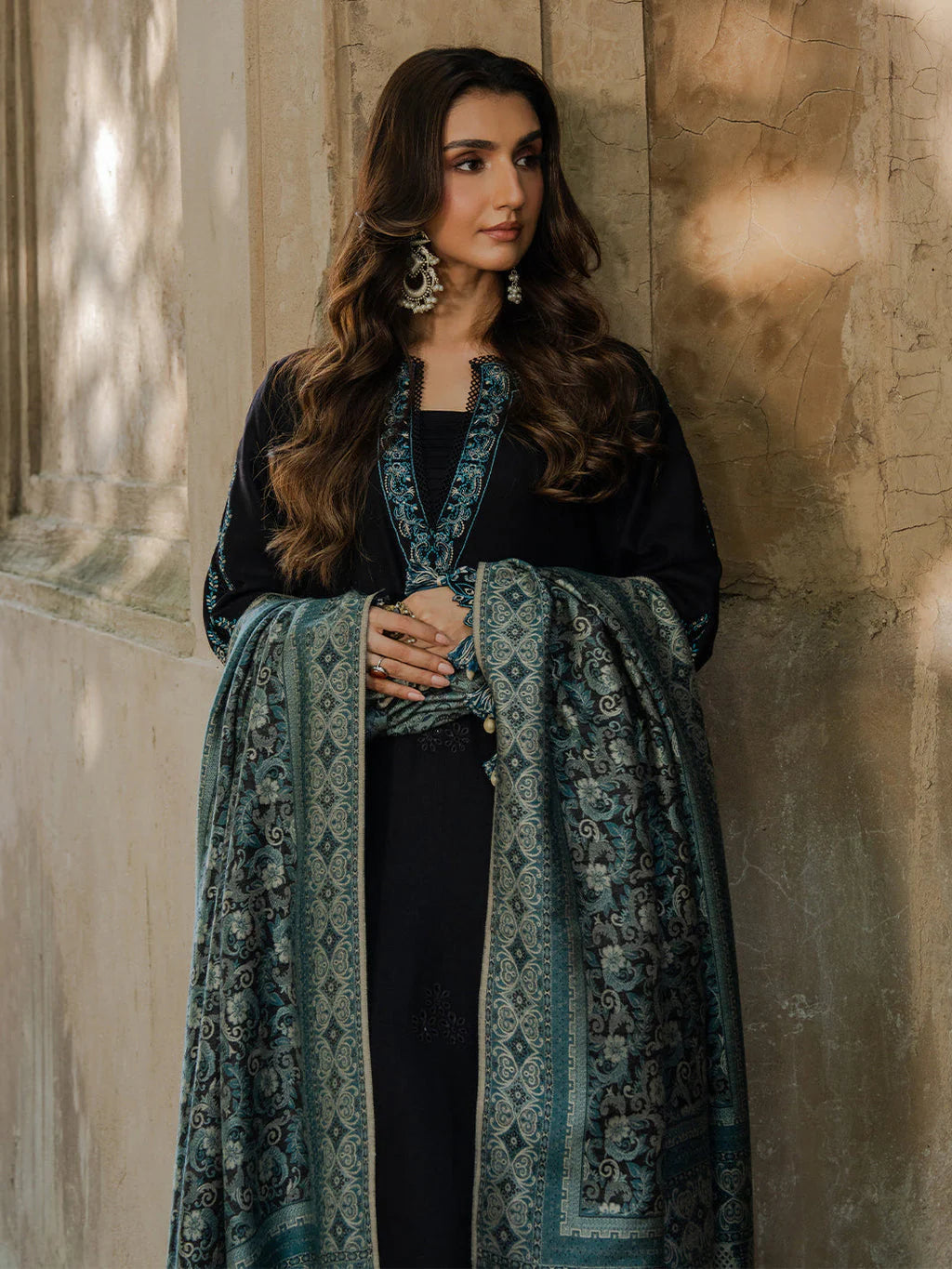 IZ 160-3 Piece Unstitched Fully Embroidered Dhanak Suit