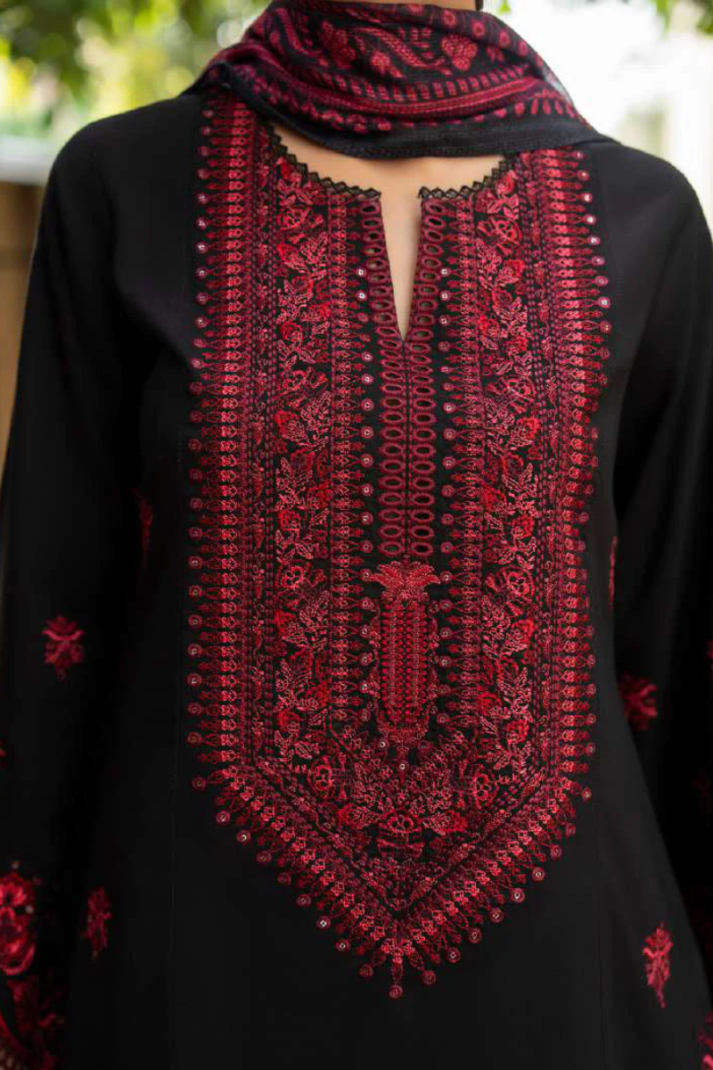 3 Piece Unstitched Fully Embroidered Dhanak suit