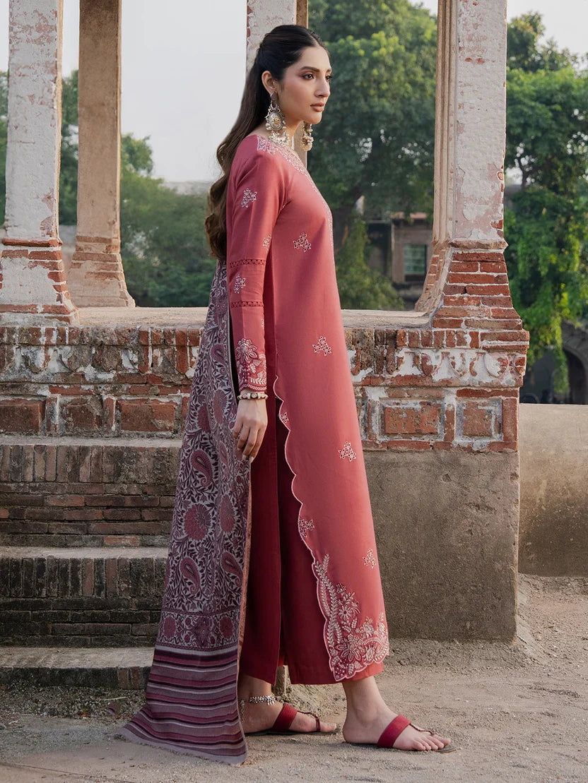 IZ 3070-3 Piece Unstitched Dhanak Fabric with (Digital Printed Shawl)