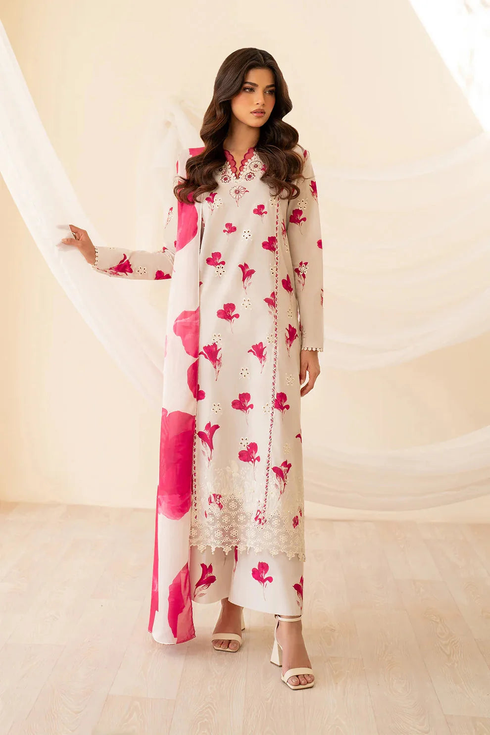 IZ 239B-3 Piece Unstitched Chicken Kari Embroidered Lawn Suit