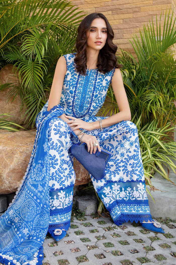 MB 462-3 Piece Unstitched Digital Printed Embroidered Lawn Suit ( Printed Lawn Dupatta )