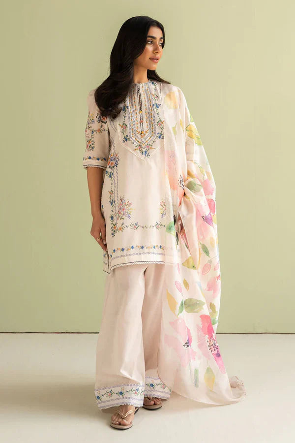 BQ 423-3 Piece Digital Printed Lawn Shirt with Silk Dupatta