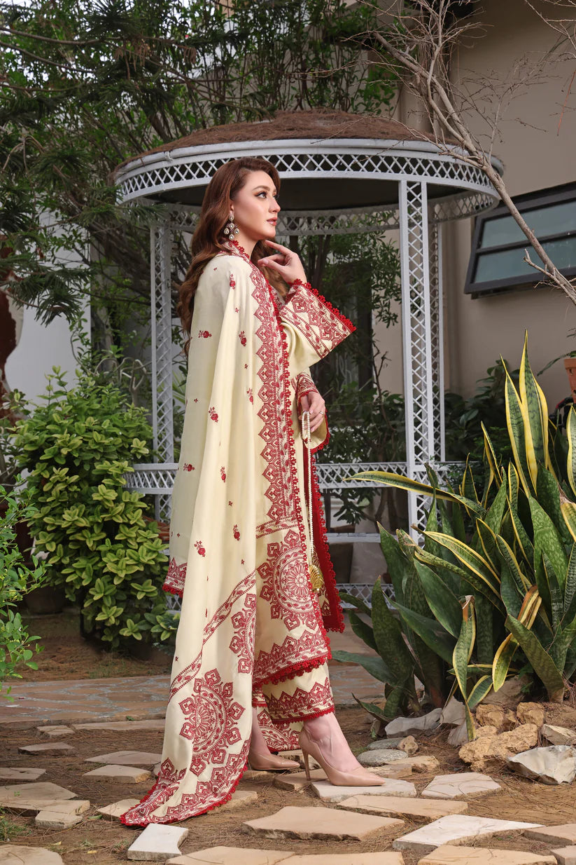 HR 595-3 Piece Unstitched Fully Embroidered Dhanak Suit