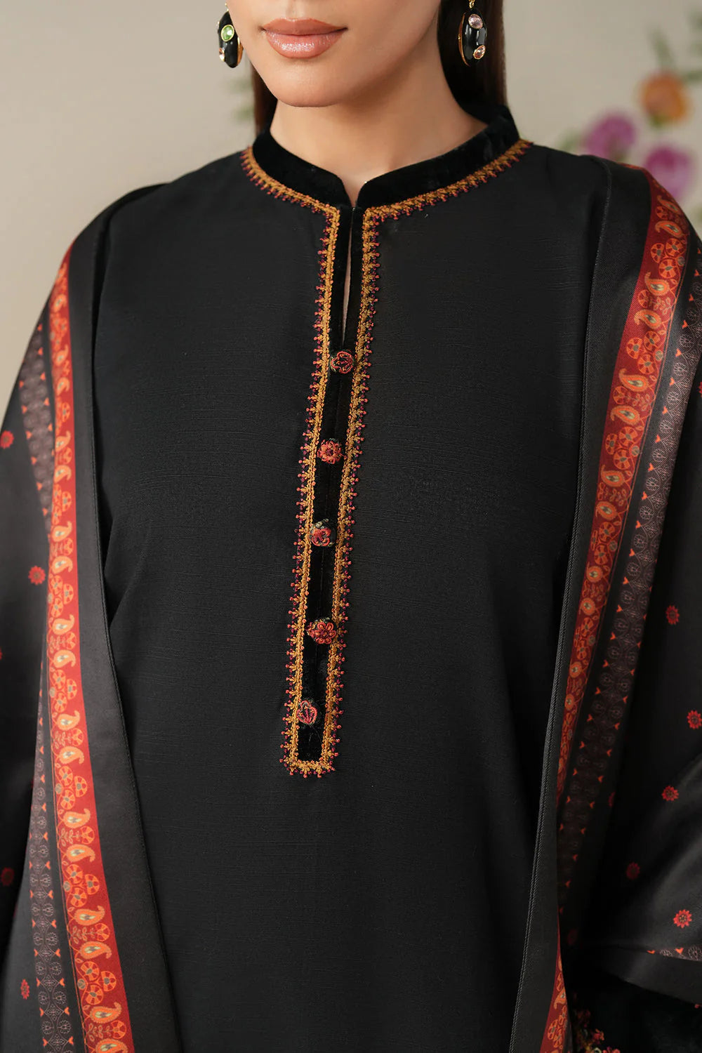 BQ 145-3 Piece Unstitched Fully Embroidered Dhanak Suit