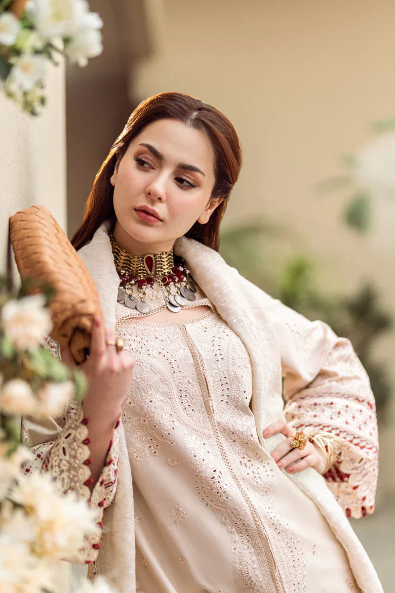 QL 2660-3Pc Embroidered Lawn Shirt with Embroidered Cotton Net Dupatta