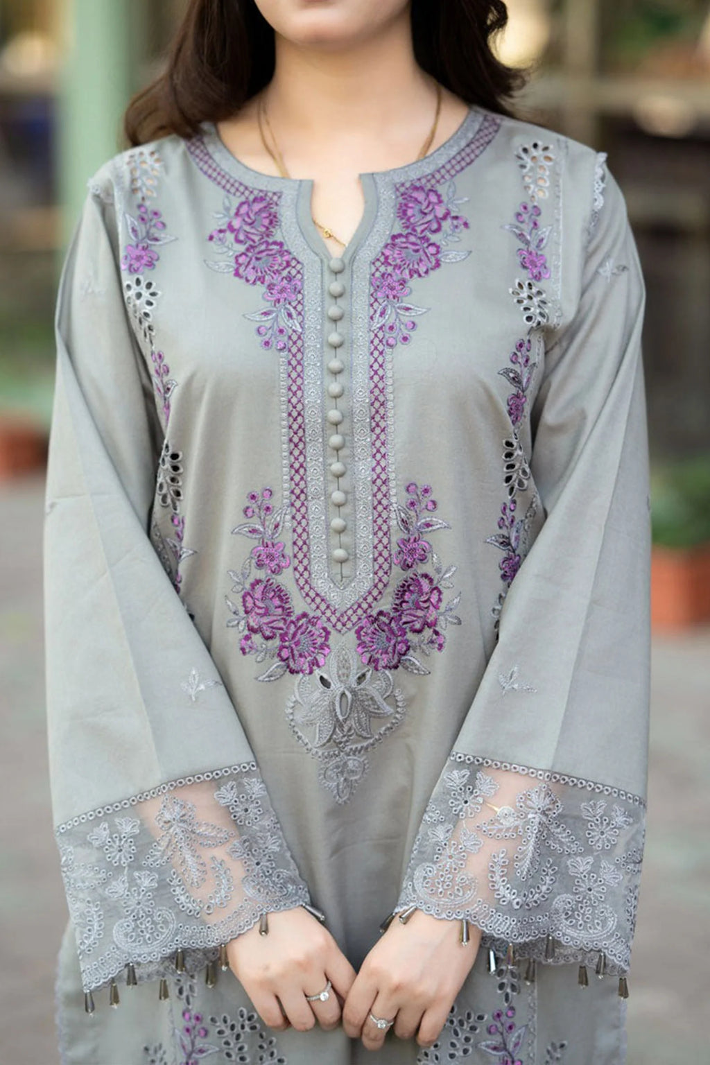 SR 842-3 PCs Unstitched Fully Embroidered Dhanak Suit