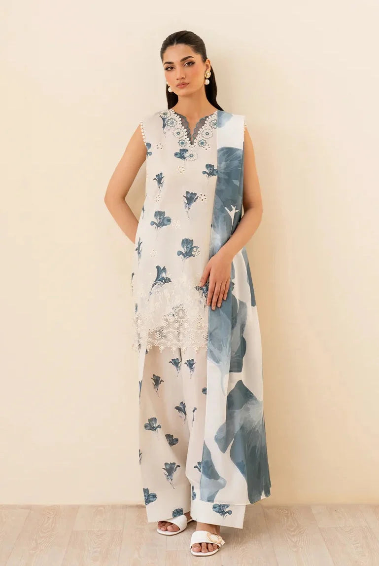 IZ 239A-3 Piece Unstitched Chicken Kari Embroidered Lawn Suit