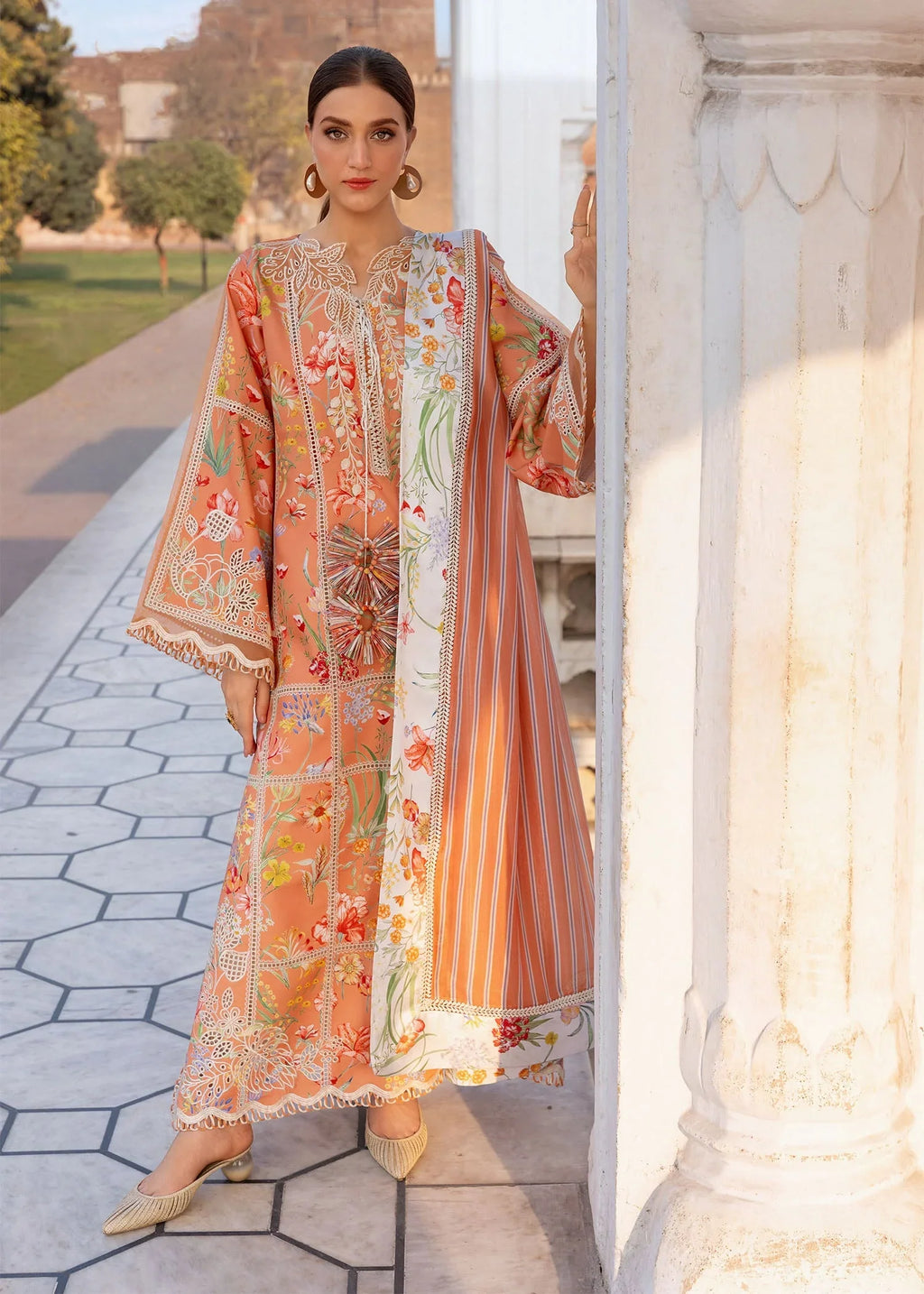 3 Piece unstitched Digital Printed and Embroidered Lawn Suit