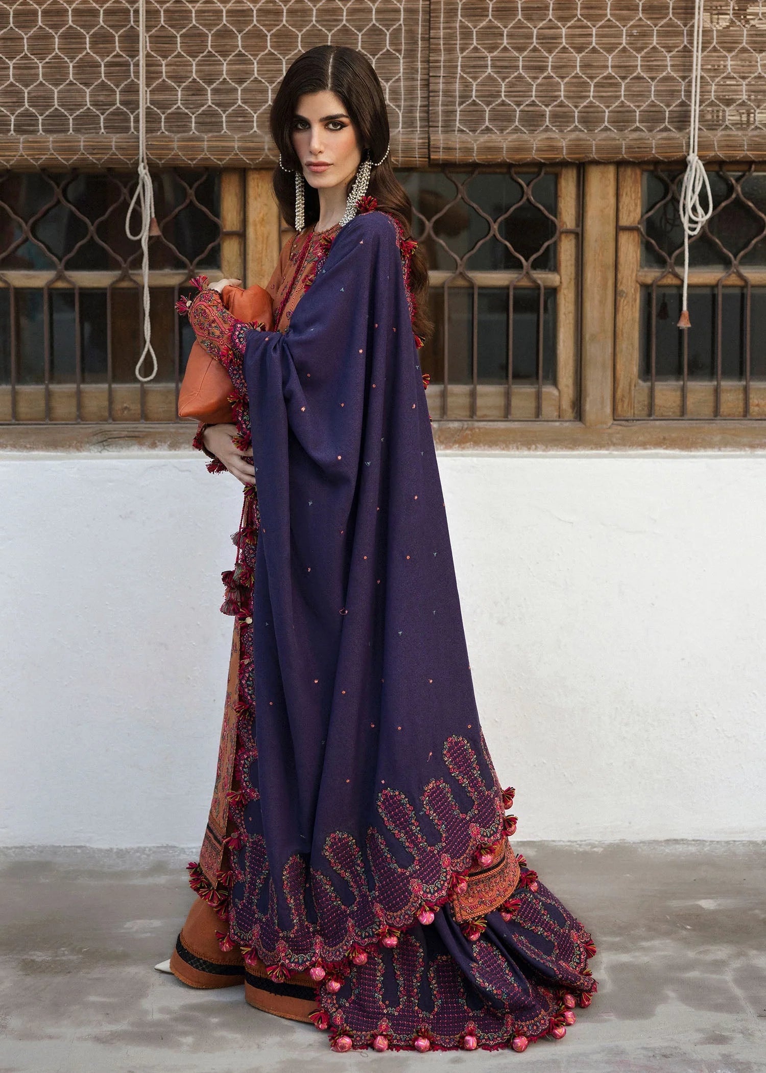 MB 610-3 Piece Unstitched Fully Embroidered Dhanak Suit