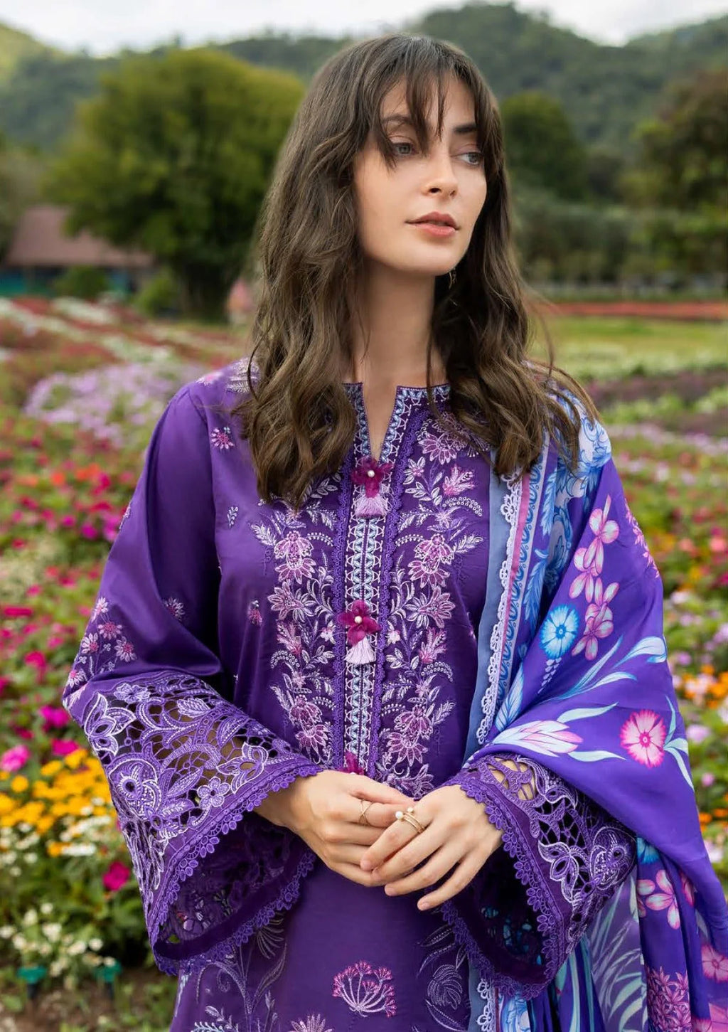 MS 2770-3 Piece-Unstitched Embroidered Lawn Suit