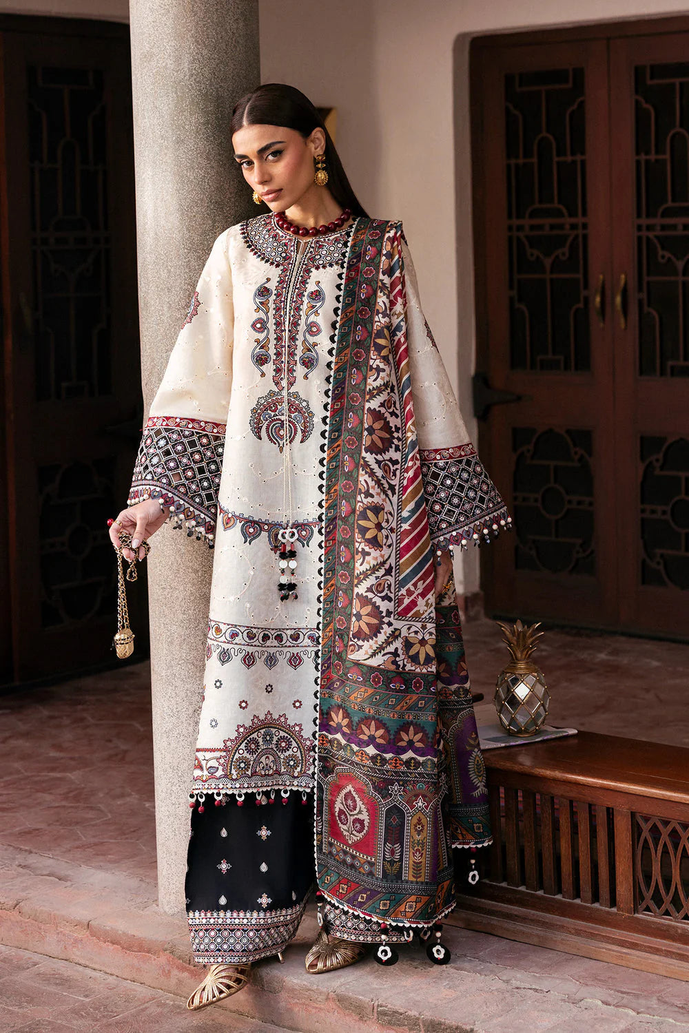 JZ 2800-3 Piece Unstitched Fully Embroidered Lawn Suit