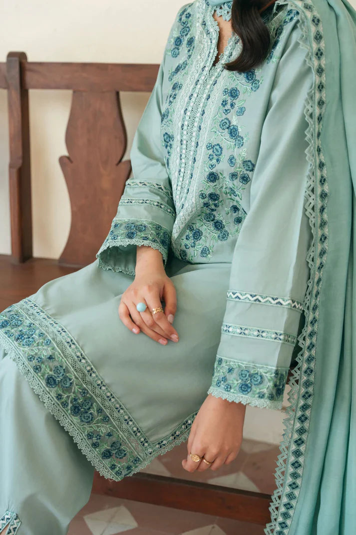 3 Piece Unstitched Embroidered Lawn Suit