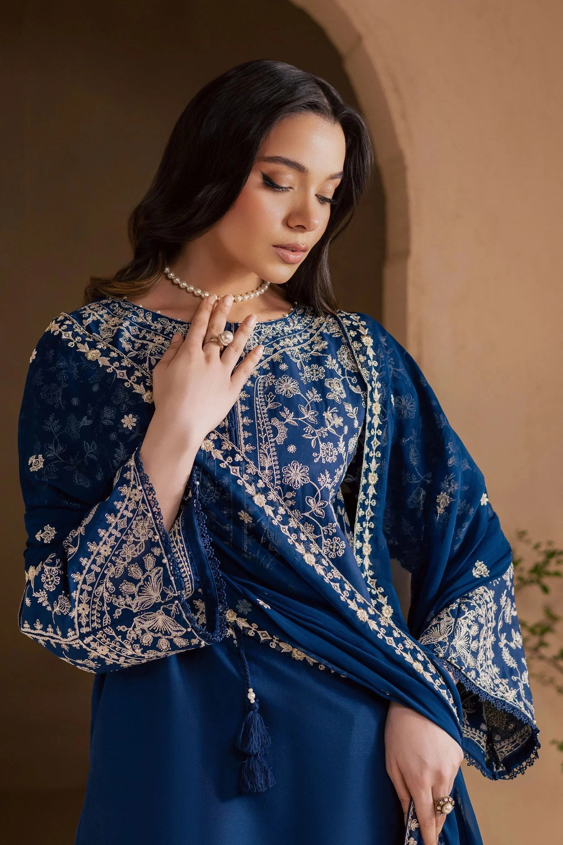 BT 2835-3 Piece Unstitched Embroidered Lawn Suit with Embroidered Chiffon Dupatta