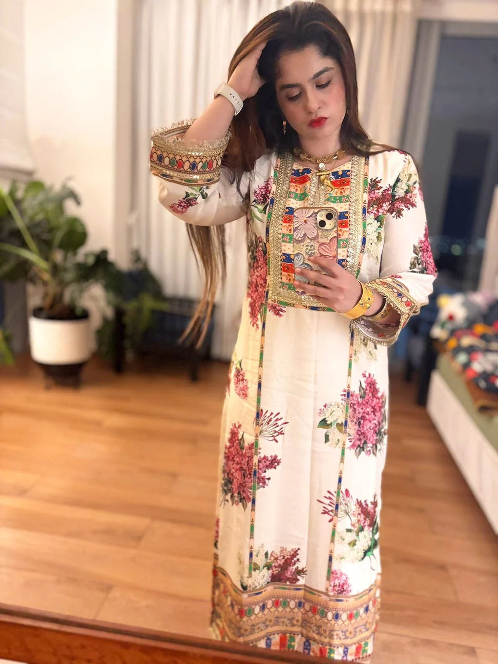 Aneelas Luxury Silk Unstitched 3 Piece Suit - White