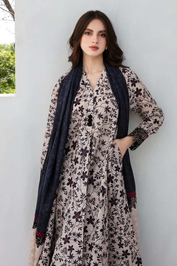 BQ 410-3 Piece Unstitched Digital Printed Khaddar Suit ( Digital Printed Khaddar Dupatta )