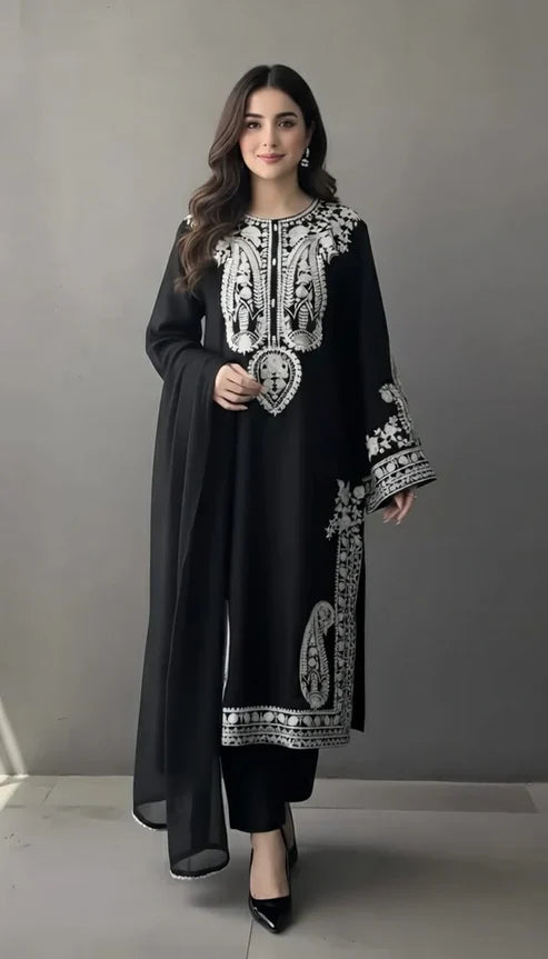 MR 2740B-3 Piece Unstitched Embroidered Lawn Suit