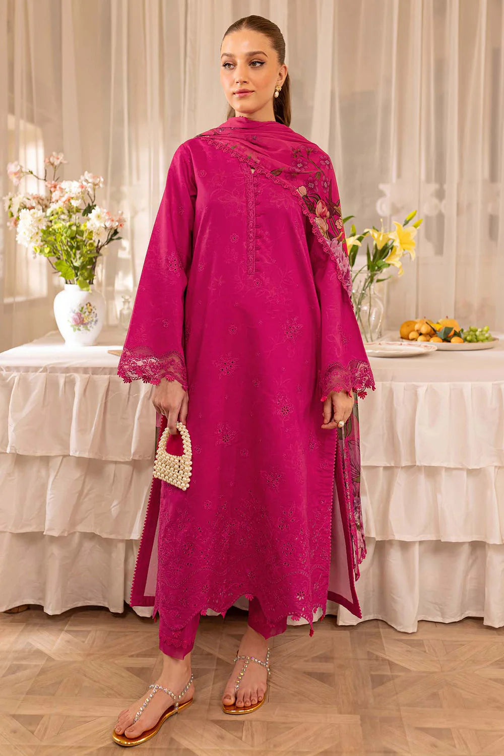 FR 2725-3 Piece Unstitched Embroidered Lawn Suit