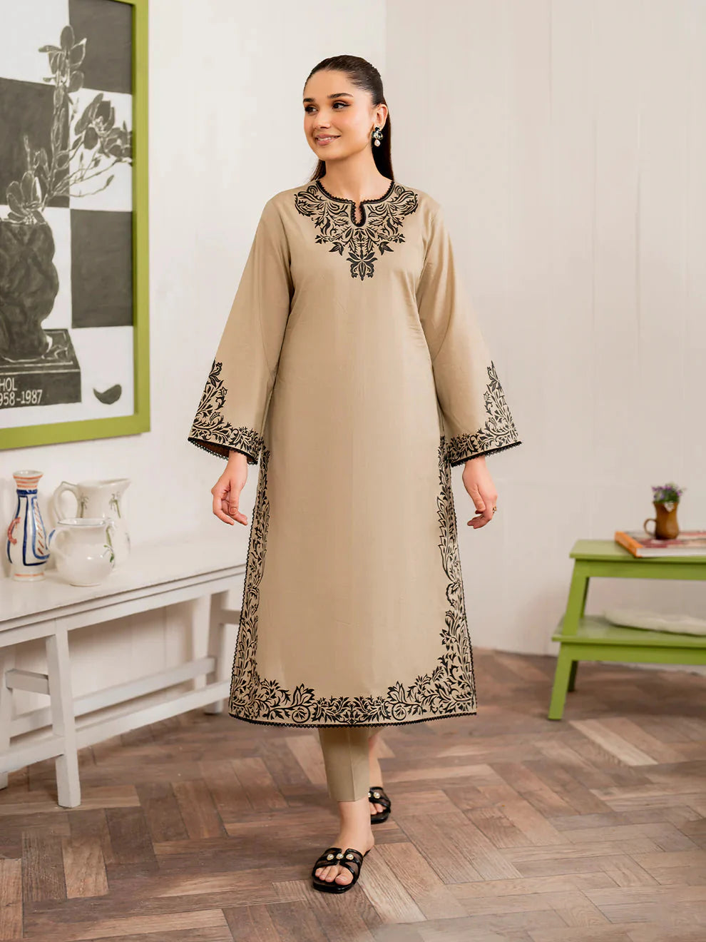 MB 105-3 Piece Unstitched Fully Embroidered Dhanak Suit