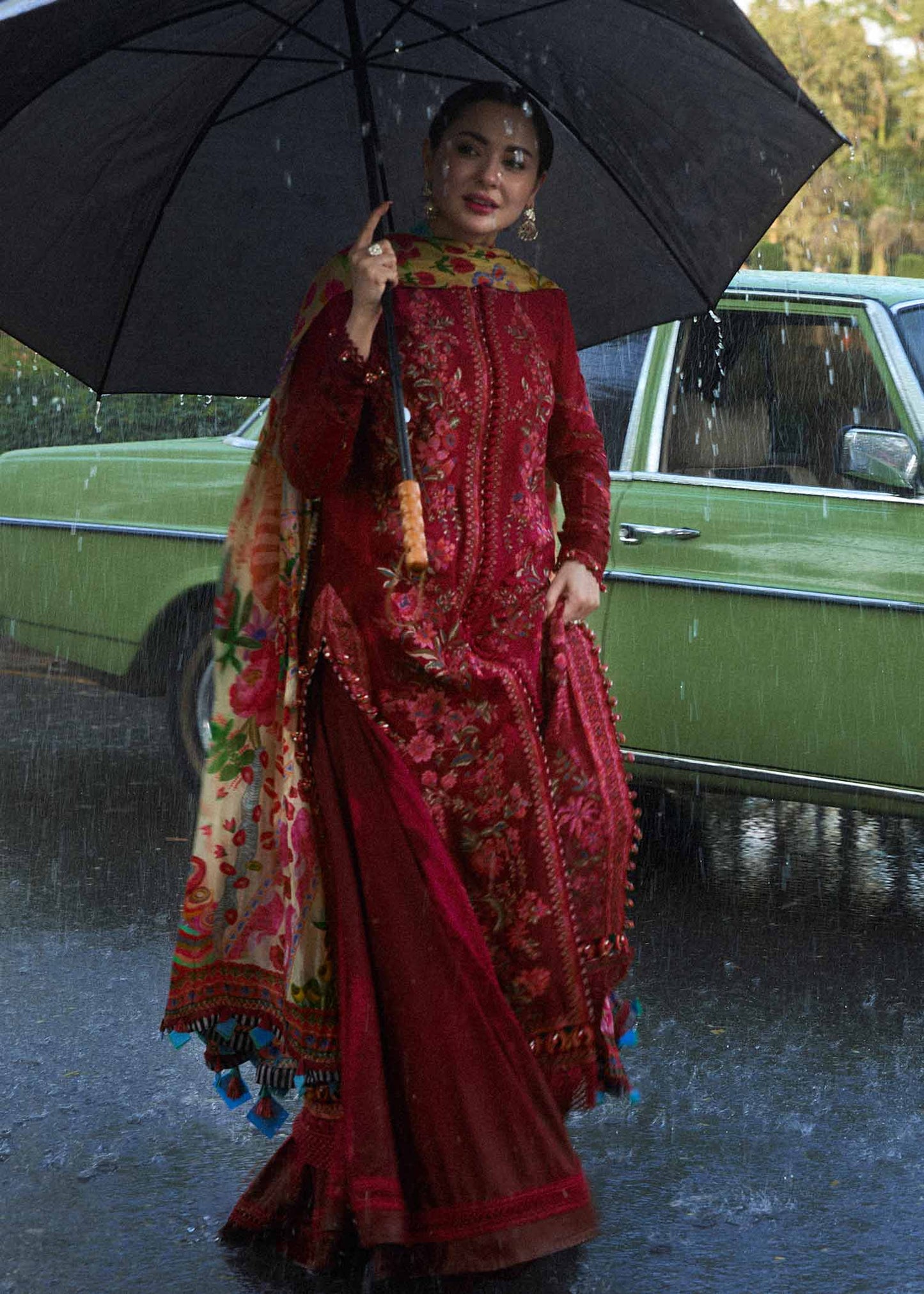 MB 550 - 3 Pcs Unstitched Heavy Embroidered Dhanak Suit with Premium Quality Wool Shawl