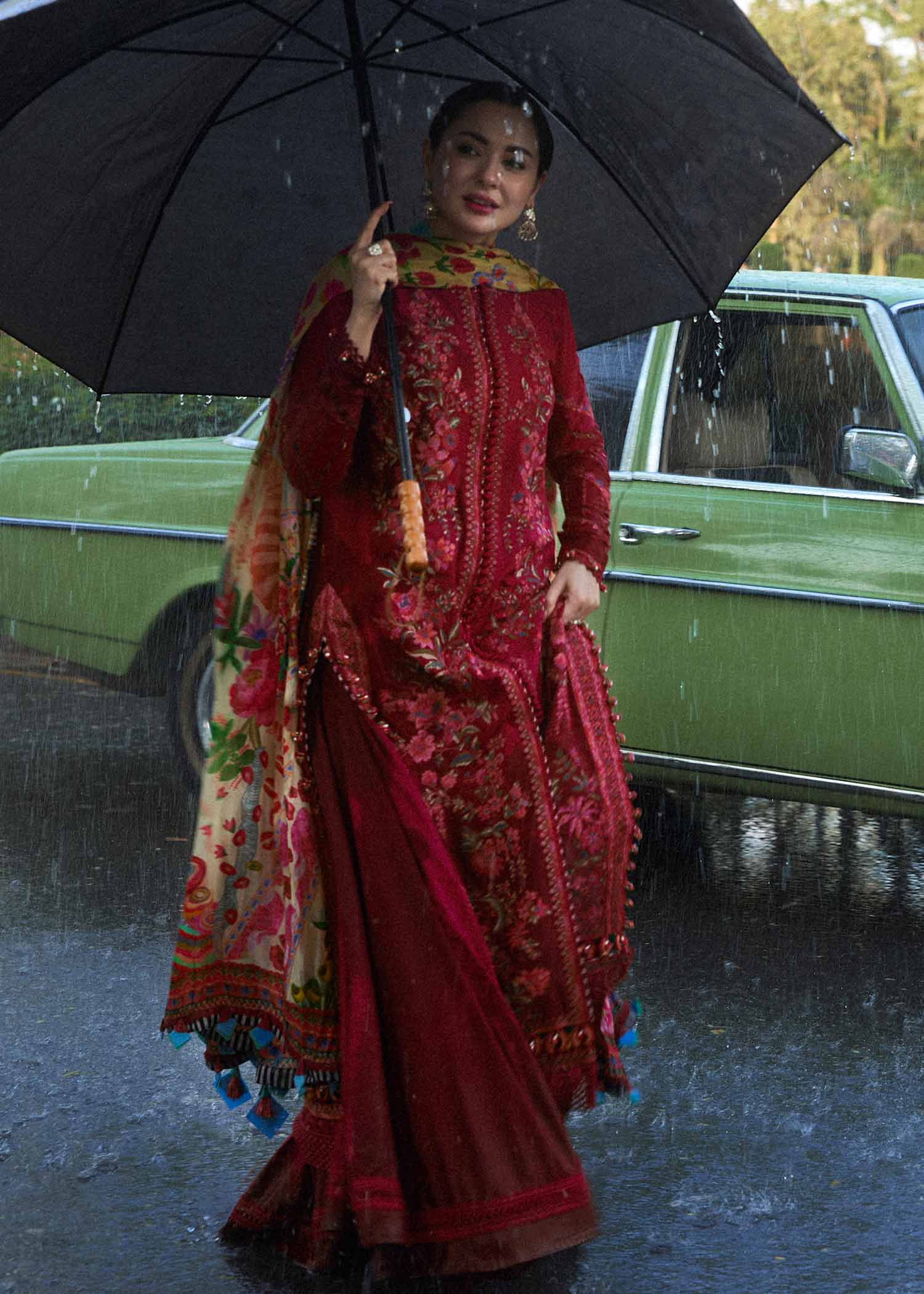 MB 550 - 3 Pcs Unstitched Heavy Embroidered Dhanak Suit with Premium Quality Wool Shawl