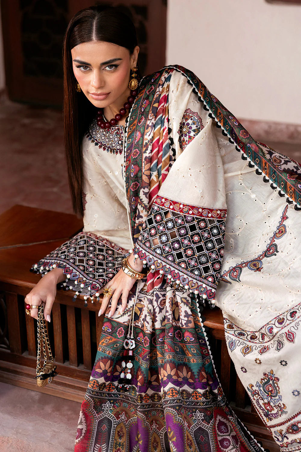 JZ 2800-3 Piece Unstitched Fully Embroidered Lawn Suit