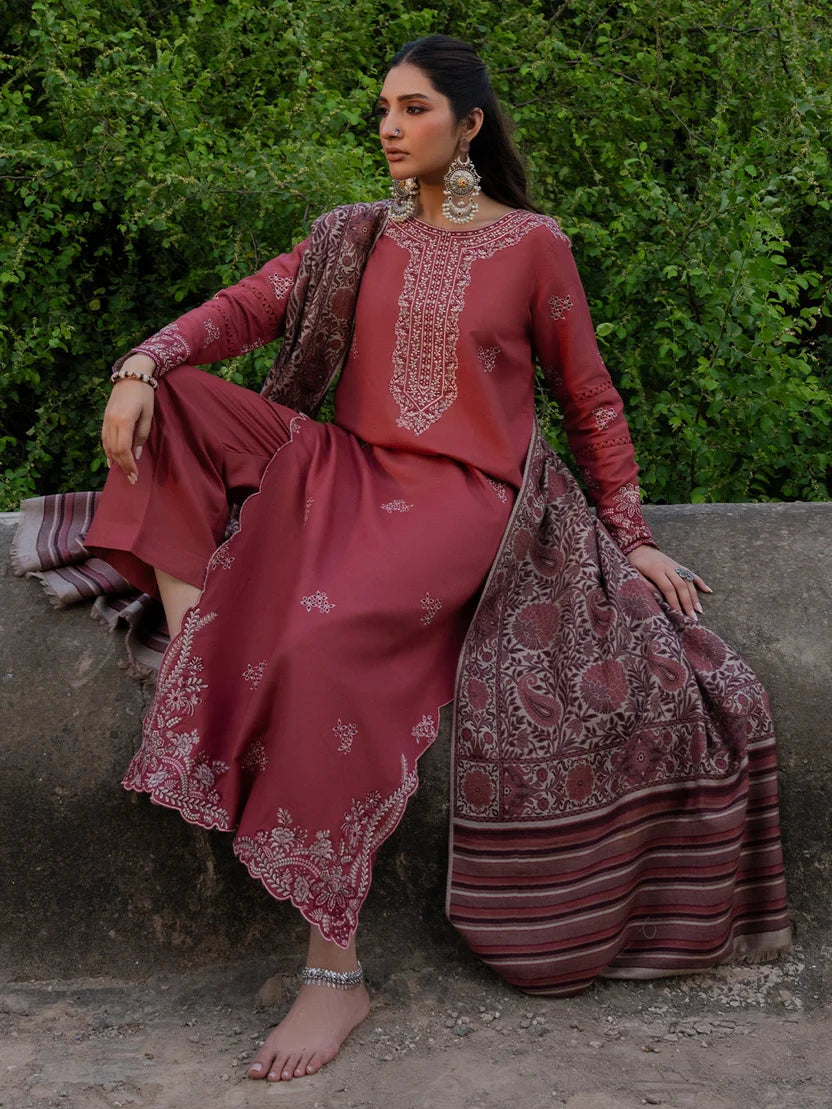 IZ 3070-3 Piece Unstitched Dhanak Fabric with (Digital Printed Shawl)