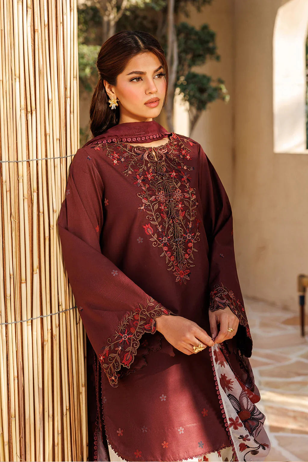 3 Piece unstitched Printed and Embroidered Lawn Suit