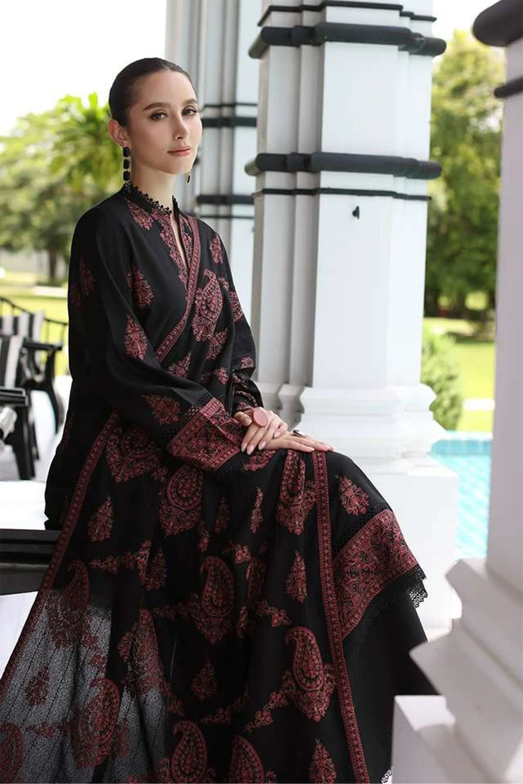 SP 565-3 Piece Unstitched Fully Embroidered Dhanak Suit