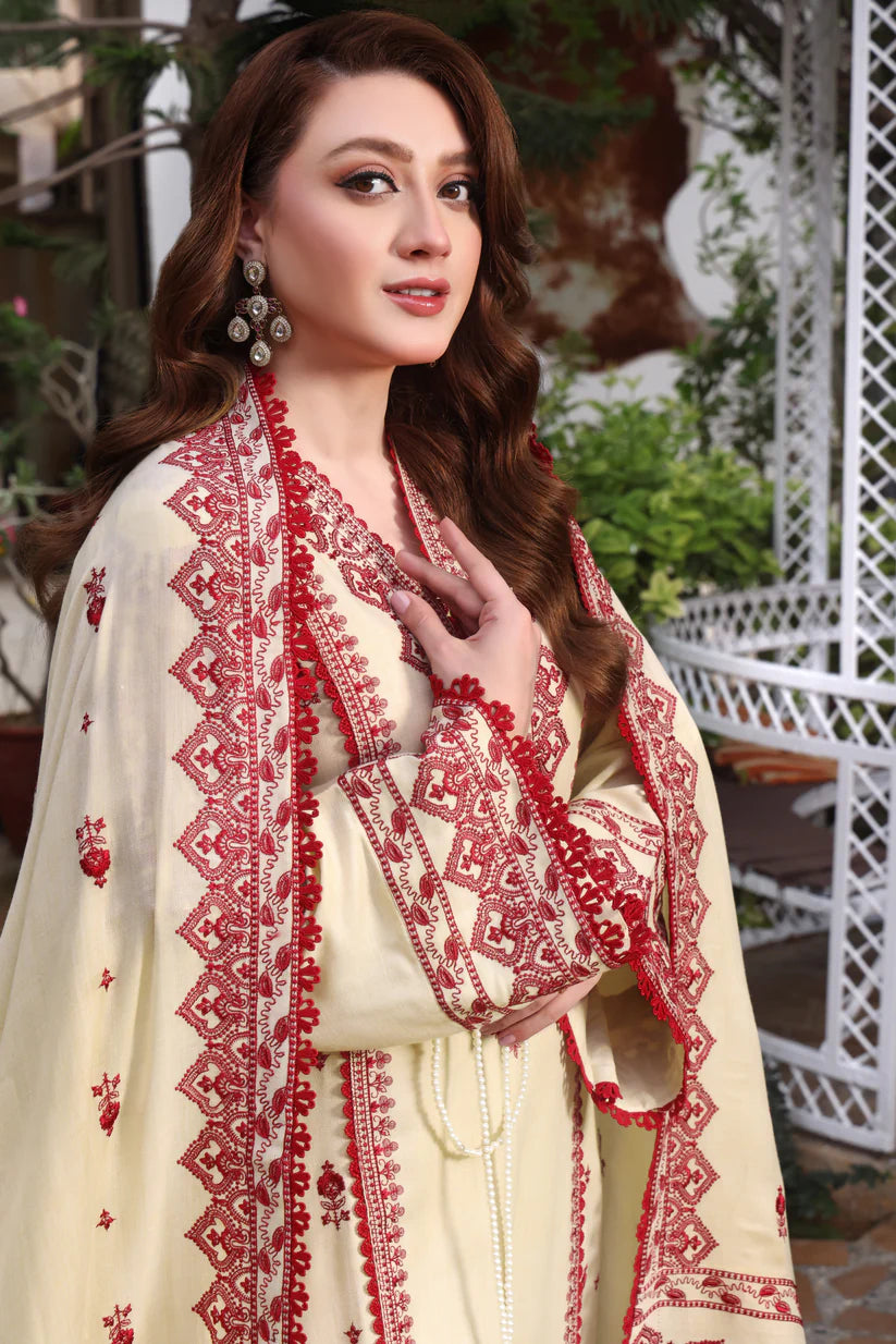 HR 595-3 Piece Unstitched Fully Embroidered Dhanak Suit