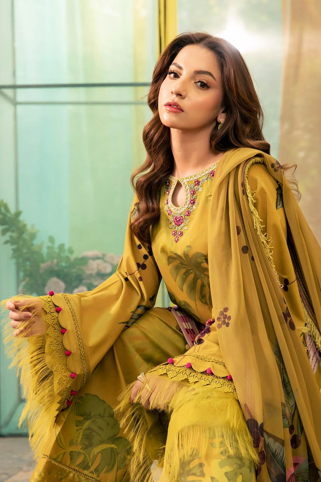 MB 484-3Pc Digital Printed Lawn Shirt with Printed Dupatta