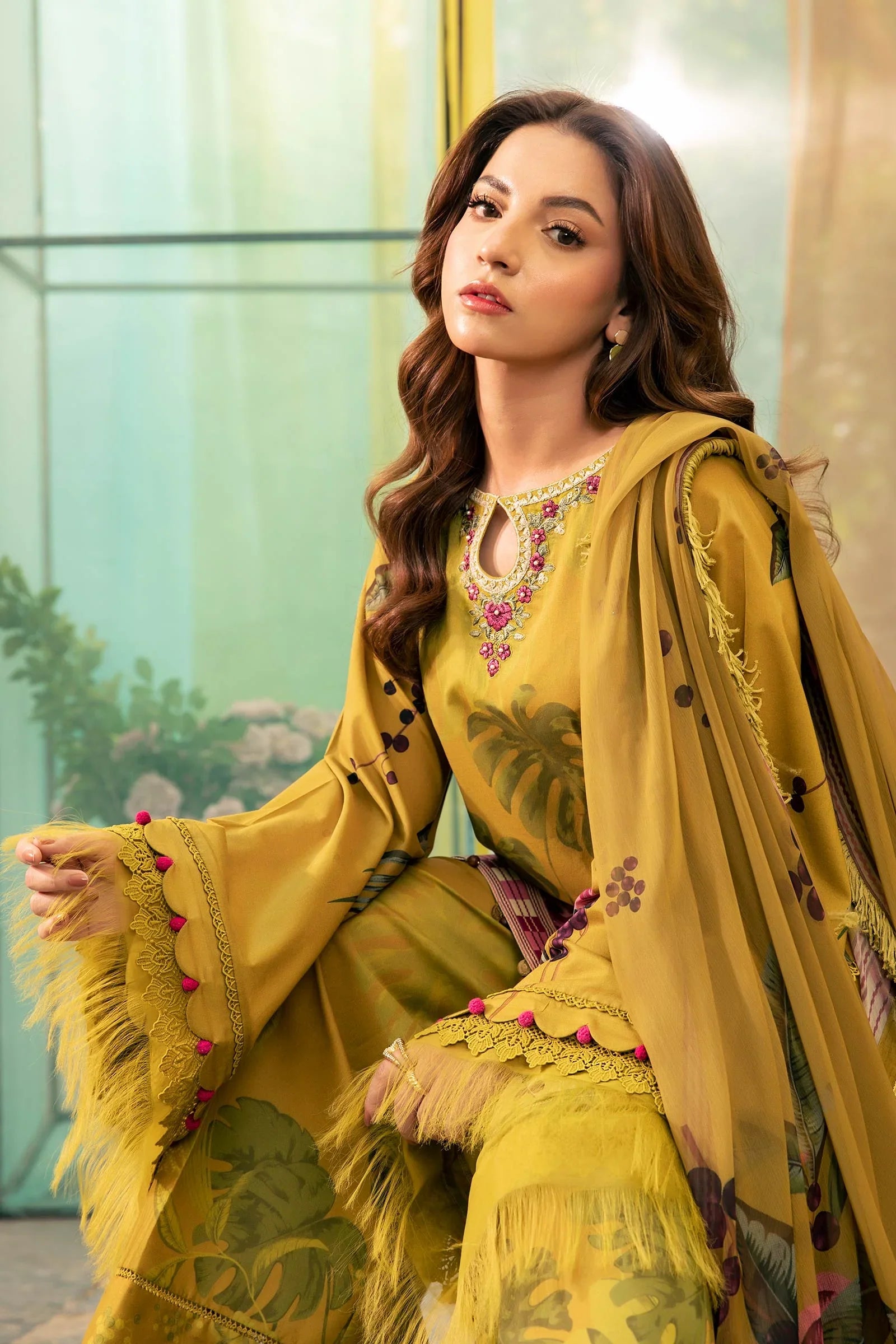 MB 484-3Pc Digital Printed Lawn Shirt with Printed Dupatta