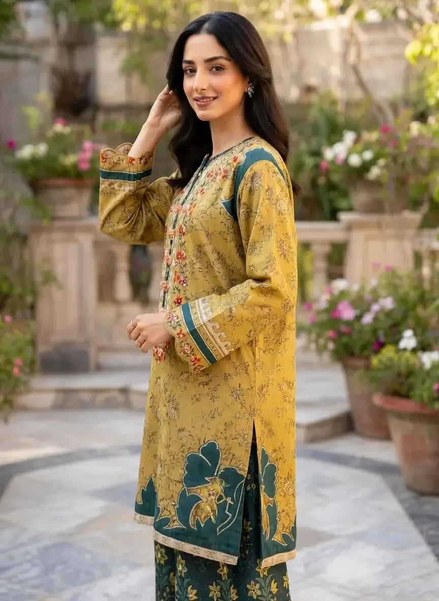 MB 207-2 Piece Unstitched Embroidered Digital Print Lawn Suit