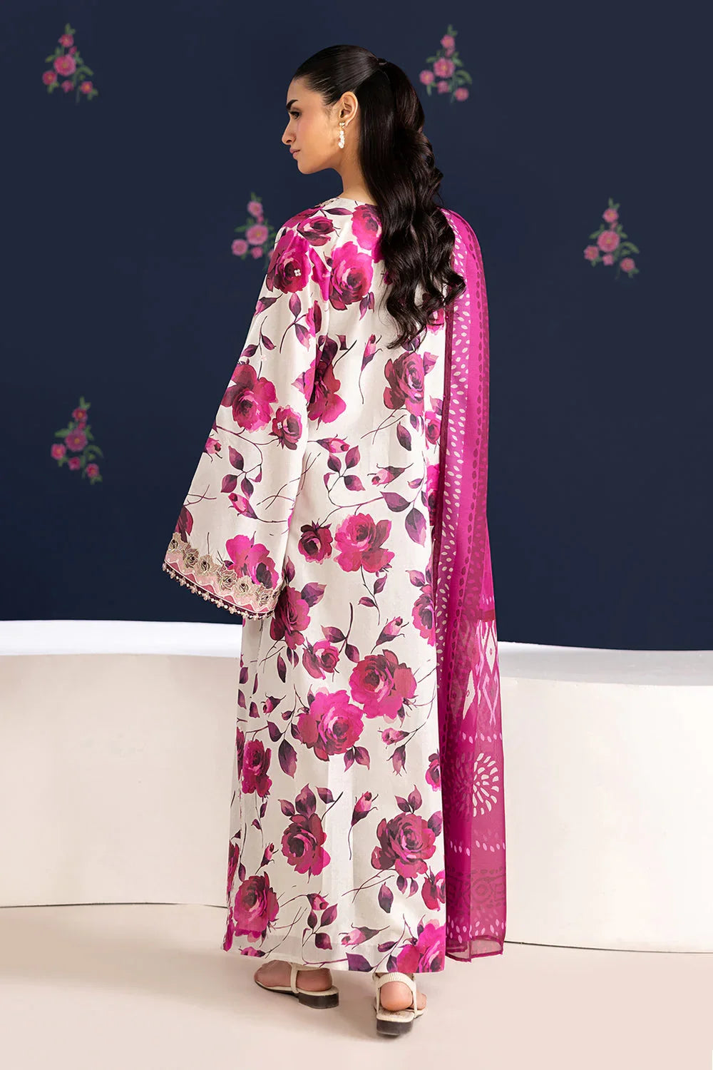 3 Piece unstitched Digital Printed Lawn Fabric With Lawn Dupatta