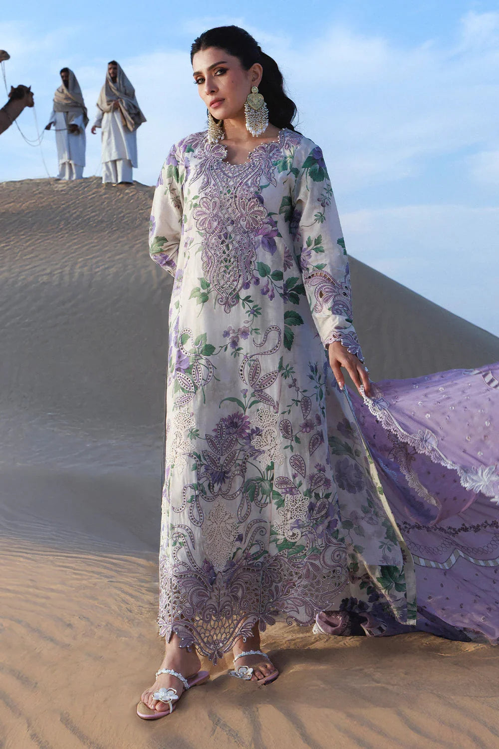 3 Piece unstitched Digital Printed and Embroidered Lawn Suit