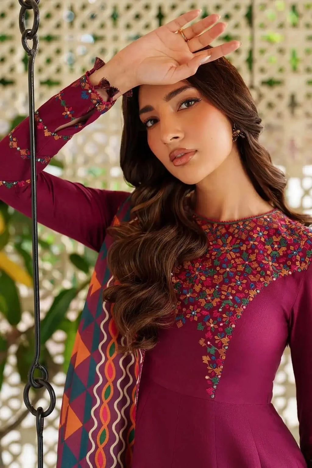 3 Pcs Unstitched Embroidered Dhanak Suit