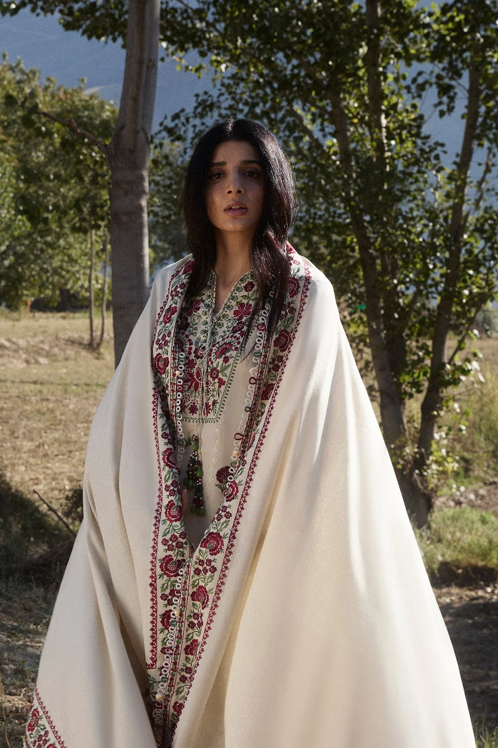 AJ 630-3 Piece Unstitched Fully Embroidered Dhanak Suit