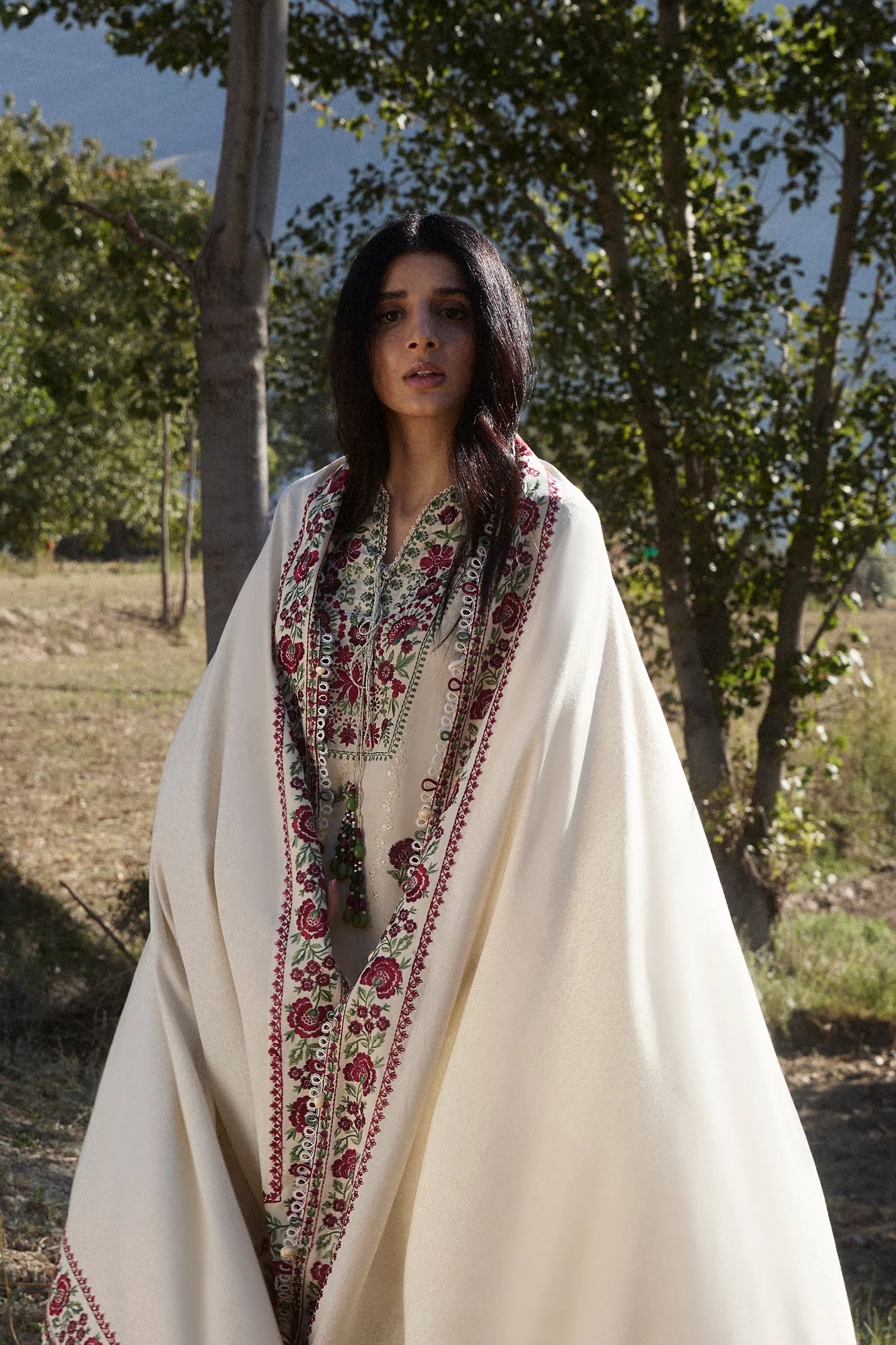 AJ 630-3 Piece Unstitched Fully Embroidered Dhanak Suit